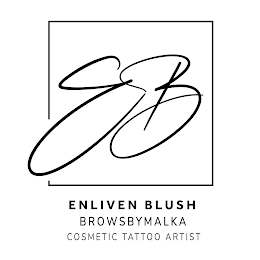 EB ENLIVEN BLUSH BROWSBYMALKA COSMETIC TATTOO ARTIST logo