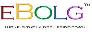 EBOLG TURNING THE GLOBE UPSIDE-DOWN. logo