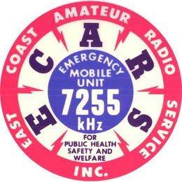 ECARS EAST COAST AMATEUR RADIO SERVICE INC. EMERGENCY MOBILE UNIT 7255 KHZ FOR PUBLIC HEALTH SAFETY AND WELFARE logo