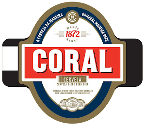 ECM A CERVEJA DA MADEIRA ORIGINAL MADEIRA BEER CORAL CERVEJA CERVEZA BIERE BEER BIER MEDALHAS DE OURO MONDE SELECTION BRUZELLES GOLD MEDALS MONDE SELECTION BRUXELLES MONDE SELECTION MONDE SELECTION MONDE SELECTION logo