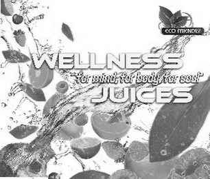 ECO FRIENDLY WELLNESS JUICES "FOR MIND, FOR BODY, FOR SOUL" logo