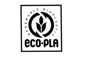 ECO PLA RENEWABLE BIOPLASTIC logo