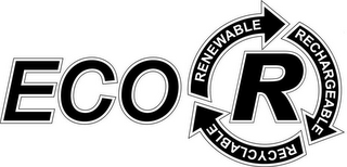 ECO R RENEWABLE RECHARGEABLE RECYCLABLE logo