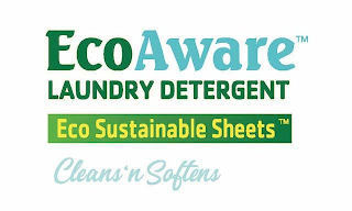 ECOAWARE LAUNDRY DETERGENT ECO SUSTAINABLE SHEETS CLEANS 'N SOFTENS logo
