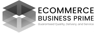 ECOMMERCE BUSINESS PRIME GUARANTEED QUALITY, DELIVERY, AND SERVICE logo