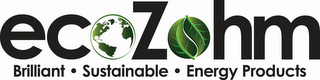 ECOZOHM BRILLIANT ·SUSTAINABLE · ENERGY PRODUCTS logo