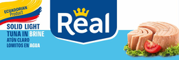 ECUADORIAN PRODUCT SOLID LIGHT TUNA IN BRINE ATÚN CLARO LOMITOS EN AGUA REAL logo