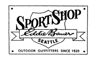 EDDIE BAUER SPORT SHOP SEATTLE OUTDOOR OUTFITTERS SINCE 1920 logo