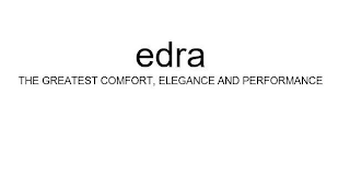 EDRA THE GREATEST COMFORT, ELEGANCE AND PERFORMANCE logo