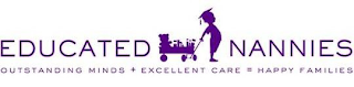 EDUCATED NANNIES OUTSTANDING MINDS + EXCELLENT CARE = HAPPY FAMILIES logo