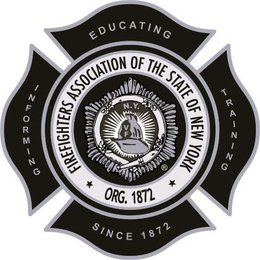 EDUCATING TRAINING INFORMING SINCE 1872 FIREFIGHTERS ASSOCIATION OF THE STATE OF NEW YORK VF ORG. 1872 logo