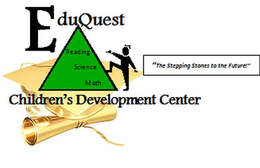 EDUQUEST CHILDREN'S DEVELOPMENT CENTER READING SCIENCE MATH "THE STEPPING STONES TO THE FUTURE!" logo