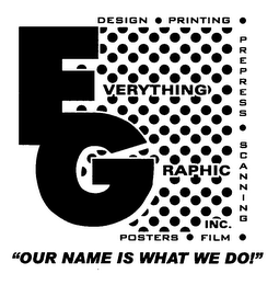 EG EVERYTHING GRAPHIC, INC. DESIGN PRINTING PREPRESS SCANNING FILM SLIDES OUR NAME IS WHAT WE DO! logo