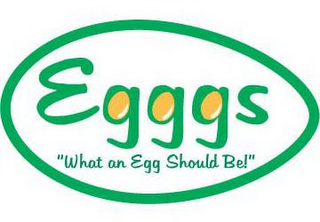 EGGGS "WHAT AN EGG SHOULD BE!" logo