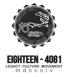 EIGHTEEN - 4081 LEGACY CULTURE MOVEMENTMDCCCIV 18 L'UNION logo