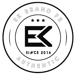 EK BRAND PR EK SINCE 2016 AUTHENTIC logo