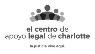 EL CENTRO DE APOYO LEGAL DE CHARLOTTE LA JUSTICIA VIVE AQUI. logo