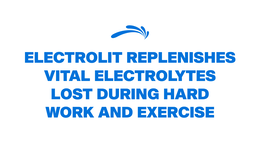 ELECTROLIT REPLENISHES VITAL ELECTROLYTES LOST DURING HARD WORK AND EXERCISE logo