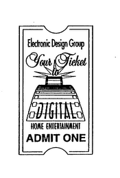 ELECTRONIC DESIGN GROUP YOUR TICKET TO DIGITAL HOME ENTERTAINMENT ADMIT ONE logo