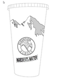 ELEVATION BURGER INGREDIENTS MATTER logo