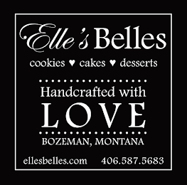 ELLE'S BELLES COOKIES CAKES DESSERTS HANDCRAFTED WITH LOVE BOZEMAN, MONTANA ELLESBELLES.COM 406.587.5683 logo
