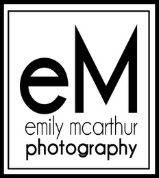 EM EMILY MCARTHUR PHOTOGRAPHY logo