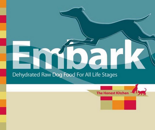 EMBARK DEHYDRATED RAW DOG FOOD FOR ALL LIFE STAGES THE HONEST KITCHEN MADE WITH TURKEY, VEGETABLES AND FRUITS. GRAIN-FREE. logo