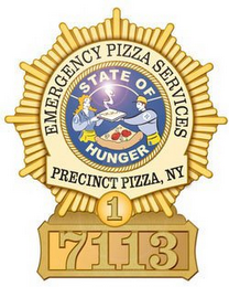 EMERGENCY PIZZA SERVICES STATE OF HUNGER PRECINT PIZZA, NY 1 7113 logo