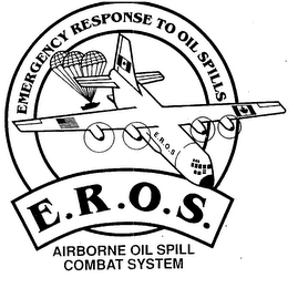 EMERGENCY RESPONSE TO OIL SPILLS E.R.O.S AIRBORNE OIL SPILL COMBAT SYSTEM logo