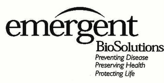 EMERGENT BIOSOLUTIONS PREVENTING DISEASE PRESERVING HEALTH PROTECTING LIFE logo