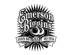 EMERSON BIGGIN'S SPORTS BAR EB BRAND AND GRILL logo