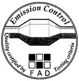 EMISSION CONTROL QUALITY CERTIFIED BY FAD TESTING CRITERIA logo