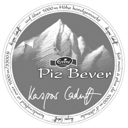 EMMI PIZ BEVER KASPAR CADUFF HANDCRAFTED AT OVER 1000M/3300FT KASPAR CADUFF HÖHE HANDGEMACHT KASPAR CADUFF FAITH MAIN À PLUS DE 1000M D'ALTITUDE KASPAR CADUFF logo