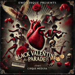 EMO CIRQUE PRESENTS BLACK VALENTINE PARADE HOSTED BY CIRQUE MEDUSA logo