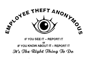 EMPLOYEE THEFT ANONYMOUS IF YOU SEE IT -REPORT IT OR IF YOU KNOW ABOUT IT - REPORT IT IT'S THE RIGHT THING TO DO WWW.ETHEFT.COM 1-800-45THEFT logo