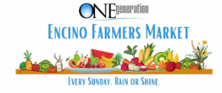 ENCINO FARMERS MARKET ONEGENERATION EVERY SUNDAY. RAIN OR SHINE. logo