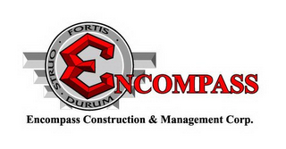 ENCOMPASS ENCOMPASS CONSTRUCTION & MANAGEMENT CORP. · STRUO · FORTIS · DURUM logo