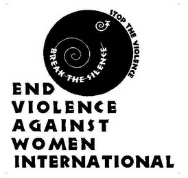 END VIOLENCE AGAINST WOMEN INTERNATIONAL BREAK THE SILENCE STOP THE VIOLENCE logo