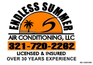 ENDLESS SUMMER AIR CONDITIONING, LLC 321-720-2262 LICENSED & INSURED OVER 30 YEARS EXPERIENCE RA 13067499 logo