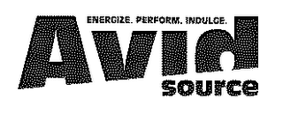 ENERGIZE. PERFORM. INDULGE. AVID SOURCE logo