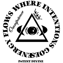 ENERGY FLOWS WHERE INTENTIONS GOES OMNIPOTENCE SOULFUL VIBEZ POTENT DIVINE logo