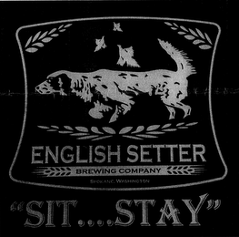 ENGLISH SETTER BREWING COMPANY SPOKANE, WASHINGTON "SIT . . . . STAY" logo