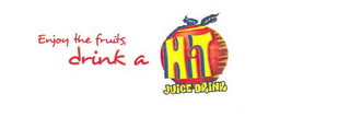 ENJOY THE FRUITS, DRINK A HIT JUICE DRINK logo