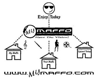 ENJOY TODAY MY MAFFO MUSIC ART FASHION FILM ORGANIZATION HAVE THE VISION! MY MAFFO YOUR MAFFO UPLOAD TODAY WWW.MYMAFFO.COM logo