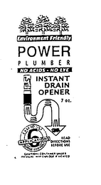 ENVIRONMENT FRIENDLY POWER PLUMBER NO ACIDS-NO LYE INSTANT DRAIN OPENER logo