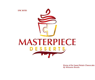 EPIC BITES MASTERPIECE DESSERTS HOME OFTHE SWEET POTATO CHEESECAKE BY WINSOME BROOKS logo