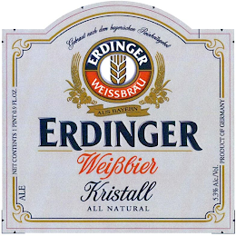 ERDINGER WEISSBRÄU ERDINGER WEIßBIER KRISTALL ALL NATURAL logo