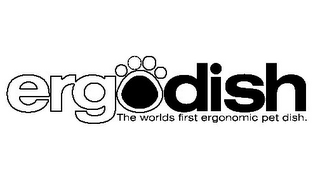 ERGODISH THE WORLDS FIRST ERGONOMIC PET DISH. logo