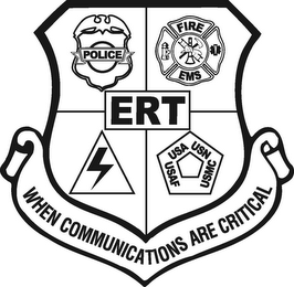ERT WHEN COMMUNICATIONS ARE CRITICAL POLICE FIRE EMS USA USN USAF USMC logo