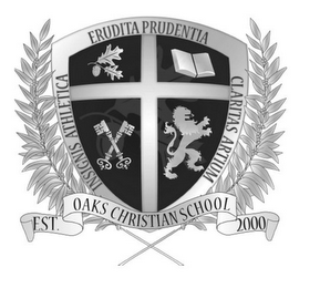 ERUDITA PRUDENTIA INSIGNIS ATHLETICA CLARITAS ARTIUM EST. OAKS CHRISTIAN SCHOOL 2000 logo